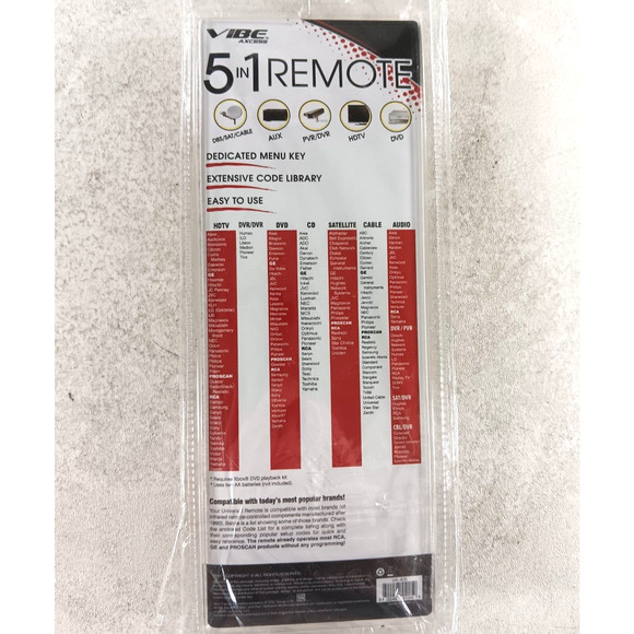 Vibe Axcess 5 in 1 Universal Remote Control NEW SEALED - Picture 2 of 3